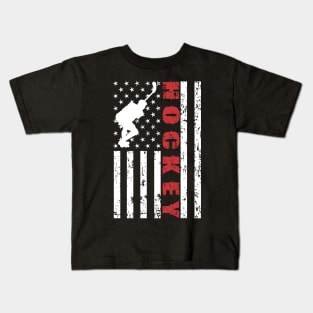 Hockey American Flag - US Sports Kids T-Shirt